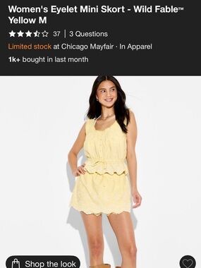NWT Wild Fable Eyelet Mini Skort - Yellow